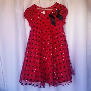Bonnie Jean Red Sparkle Dot Dress
